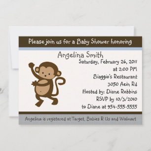 Invitation de Baby shower de singe dansant