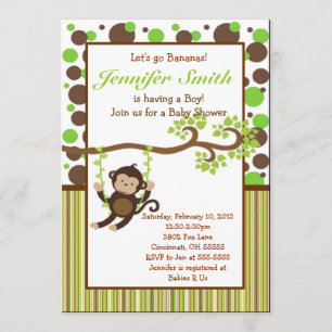 Invitation de baby shower de singe de jungle