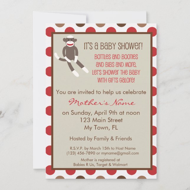 Invitation de Baby shower de singe de réserve (Devant)
