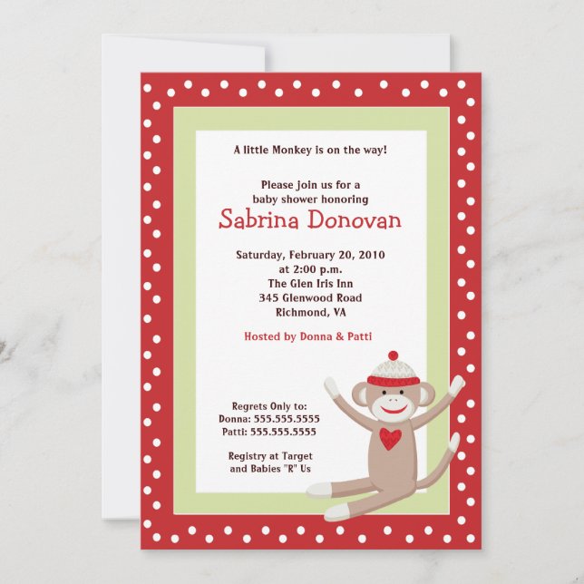 Invitation de Baby shower de singe de réserve 5x7  (Devant)