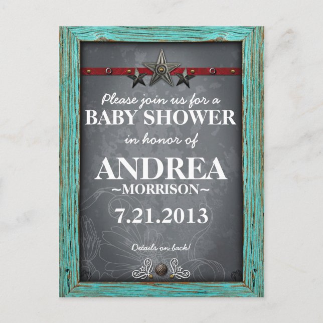 Invitation de Baby shower de tableau de bord rusti (Devant)