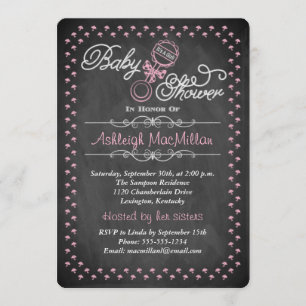Invitation de baby shower de tableau - rose