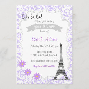 Invitation de baby shower de thème de Paris