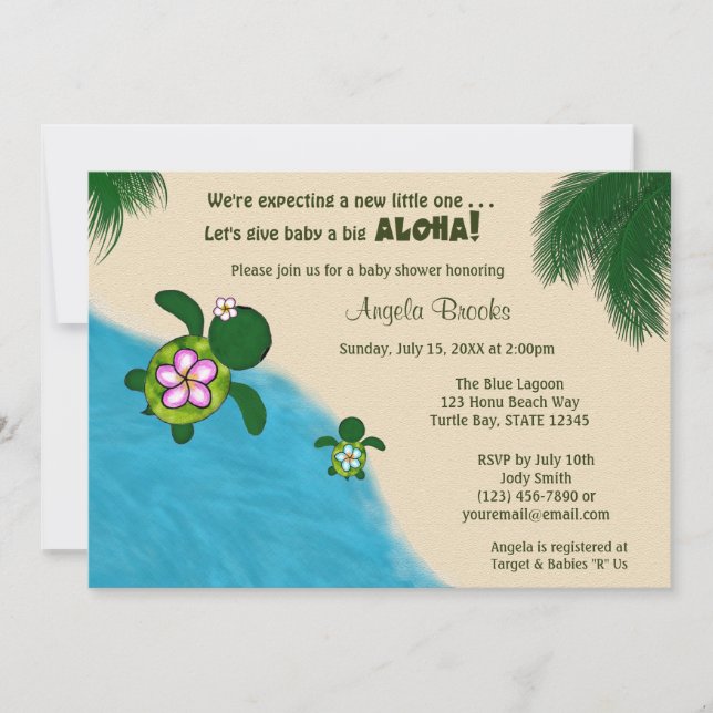 Invitation de baby shower de TORTUE de mer de (Devant)