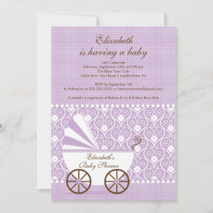 Invitation de Baby shower de transport Lavender Gi