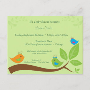 Invitation de baby shower de trois petite oiseaux