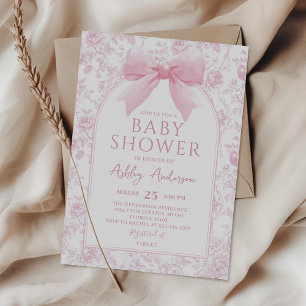 Invitation de Baby shower de tuiles de boule rose