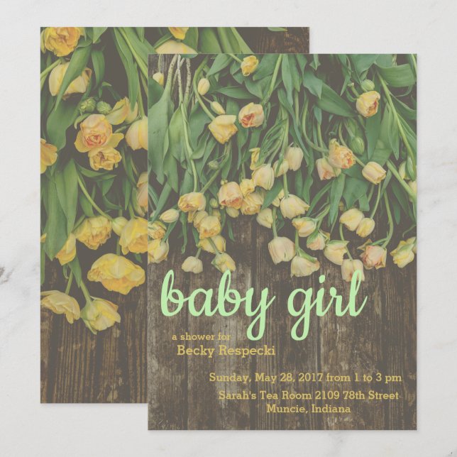 Invitation de Baby shower de Tulipe de printemps (Devant / Derrière)