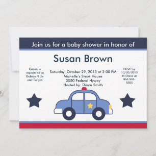 Invitation de Baby shower de voiture de police