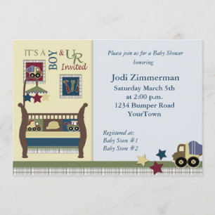 Invitation de baby shower de zone de construction