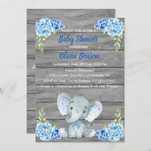 Invitation de Baby shower d'éléphant