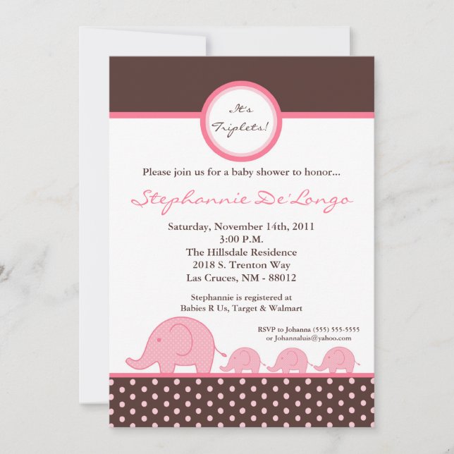 invitation de baby shower d'éléphant de mod des (Devant)