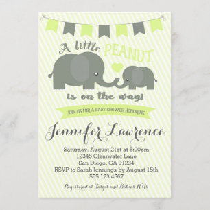 Invitation de Baby shower d'éléphant jaune Garçon 