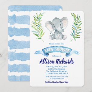 Invitation de baby shower d'éléphant pour