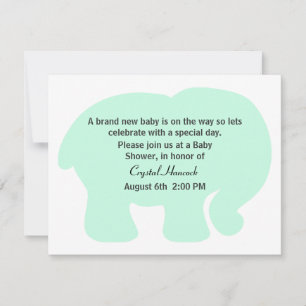 Invitation de Baby shower d'éléphant vert à la men