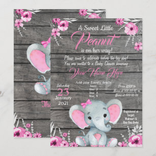 Invitation de Baby shower d'éléphants de filles, r