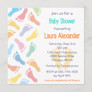 Invitation de baby shower d'empreintes de pas de