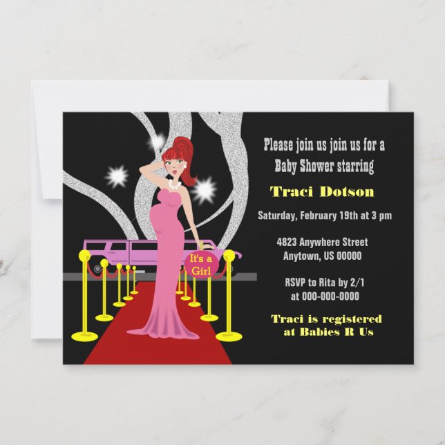 Invitation de Baby shower d'Hollywood (Devant)