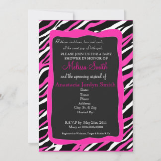Invitation de Baby shower d'impression Zebra - Ros