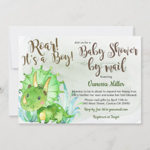Invitation de Baby Shower Dinosaure par courrier