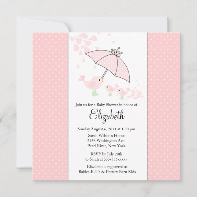 Invitation de baby shower d'oiseau de JUMELLES (Devant)