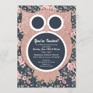 invitation de baby shower d'or Rose