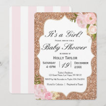 Invitation de Baby shower d'or Rose personnalisé