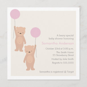 Invitation de baby shower d'ours de nounours -