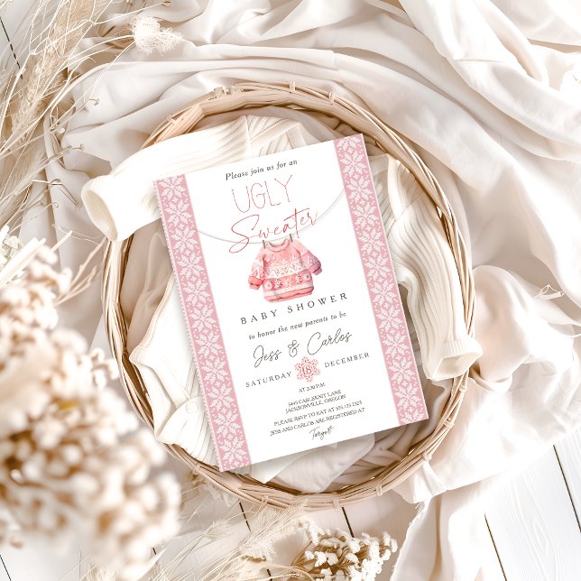 Invitation de Baby shower doux, Douche rose (Créateur téléchargé)