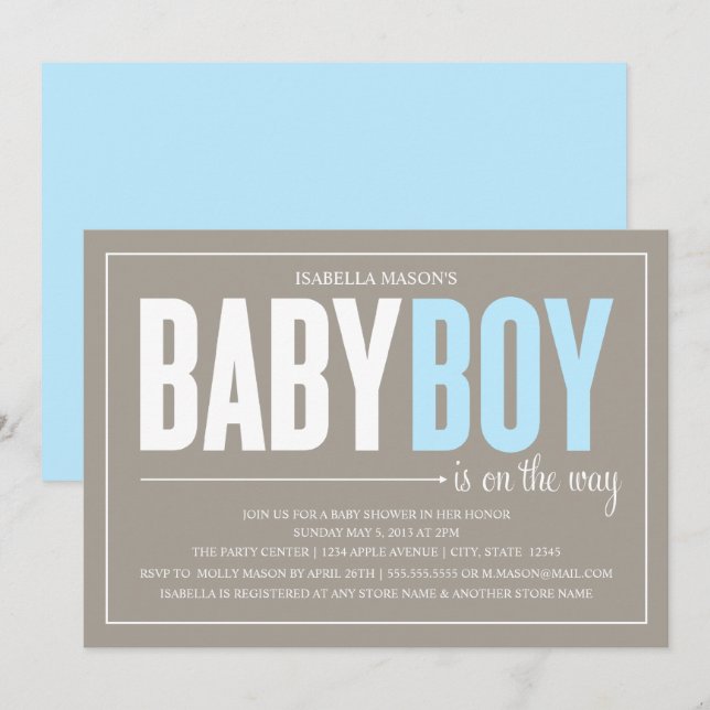 Invitation de baby shower du bébé | (Devant / Derrière)
