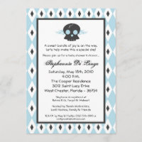 invitation de baby shower du crâne EMO de punk