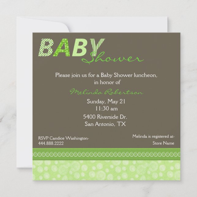 Invitation de Baby shower écologique et Brown (Devant)