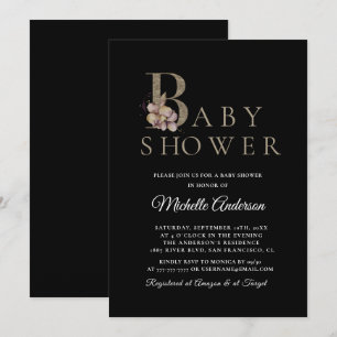 Invitation de Baby shower élégant et moderne noir