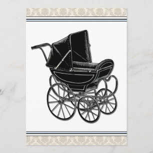 Invitation de baby shower élégante vintage pousset