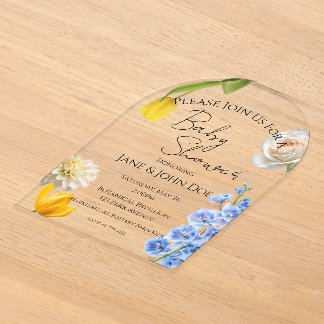 Invitation de Baby Shower en acrylique botanique d