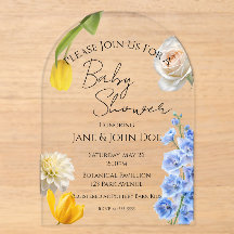 Invitation de Baby Shower en acrylique botanique d