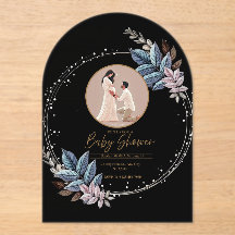 Invitation de baby shower en acrylique noir