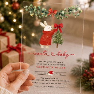 Invitation de baby shower en acrylique Santa Baby