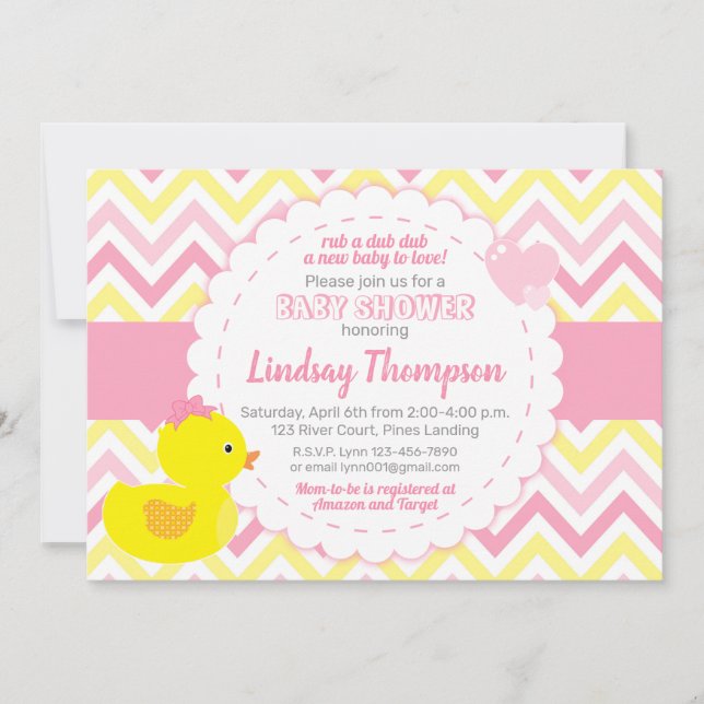 Invitation de Baby shower en caoutchouc (Devant)