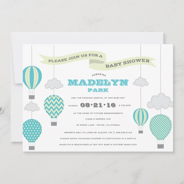 Invitation De Baby shower En Haut Et En Bas (Devant)