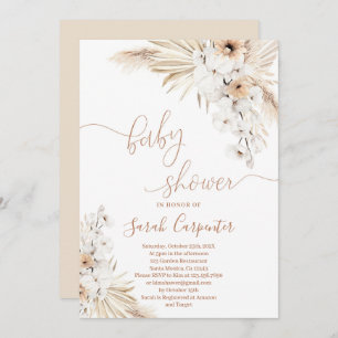 Invitation de Baby shower en laiton Boho Pampas