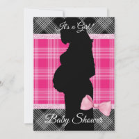 Invitation de Baby shower en plastique rose et noi