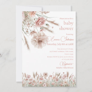 Invitation de Baby Shower Fleur de Champ Bohème Ne