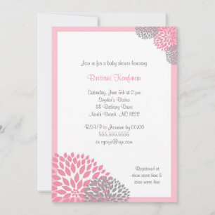 Invitation de Baby Shower Fleur de Dahlia Rose et 