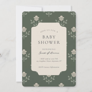 Invitation de Baby Shower Fleurie Imprimée Iris Vi
