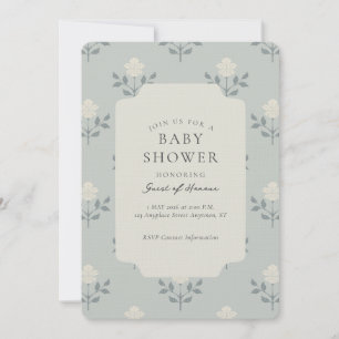 Invitation de Baby Shower Fleurie Imprimée Iris Vi