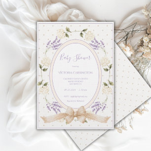 Invitation de Baby Shower Fleurie Vintage Neutre V