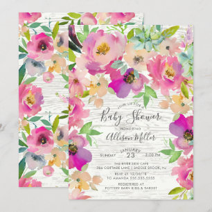 Invitation de Baby shower Floral coloré rustique