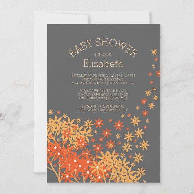 Invitation de Baby shower floral d'automne moderne (Devant)