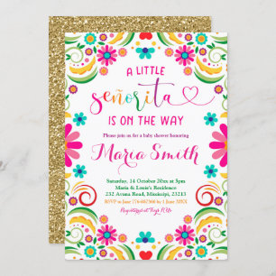 Invitation de Baby shower Floral Mexicain